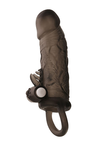 Чёрная насадка на пенис с вибрацией ToyFa XLover 748035