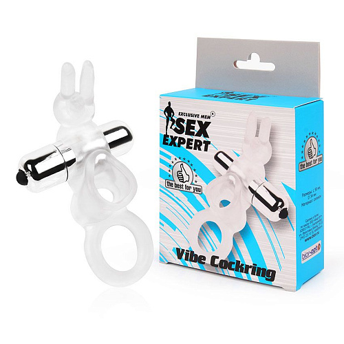 Прозрачное эрекционное виброкольцо с усиками Bior toys SEM-55185