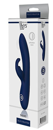 Синий вибромассажёр-кролик Dream Toys THEMIS 21673 (22 см)