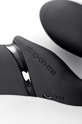 Чёрный безремневой вибрострапон Strap-on-me Silicone Bendable Strap-On M 6013953
