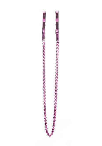 Розовые металлические клипсы на соски с цепочкой Shots Media BV OU079PNK