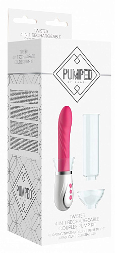 Розовый набор Shots Media BV Twister 4 in 1 Rechargeable Couples Pump Kit PMP030PNK