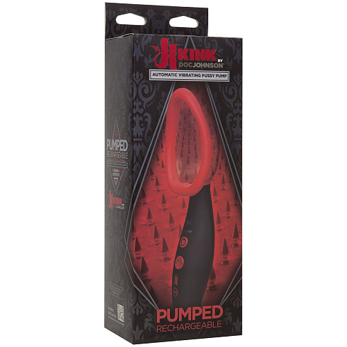 Чёрно-красная автоматическая женская вибропомпа Doc Johnson Kink Pumped echargeable Automatic Vibrating Pussy Pump 2408-01-BX