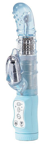 Голубой ротатор со стимуляцией G-точки Seven Creations MiniDolphin 06-183LBLU BCD GP (21 см)