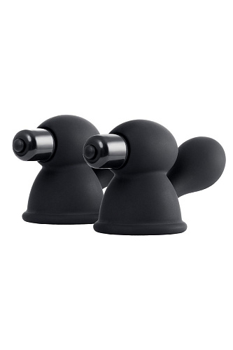 Чёрные виброприсоски-стимуляторы на соски ToyFa 889010