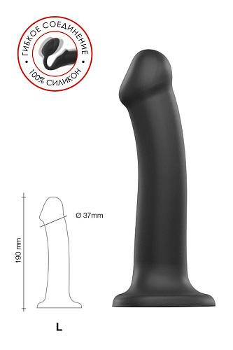Чёрный фаллос на присоске Strap-on-me Silicone Bendable Dildo L 6013151 (19 см)