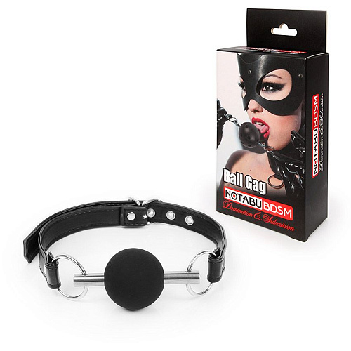 Чёрный силиконовый кляп-шарик на ремешке Bior toys NTB-80544