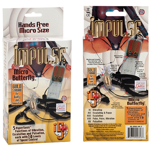 Вибробабочка прозрачная на ремешках California Exotic Novelties Impulce SE-0583-00-3