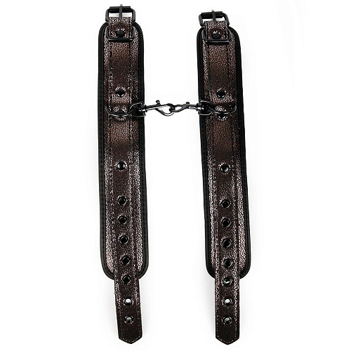 Чёрные оковы на ноги с блеском Erokay EK-3205SLV