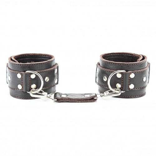 Коричневые кожаные наручники БДСМ арсенал 51012ars