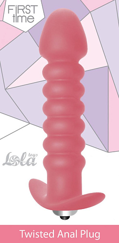 Розовая анальная пробка с вибрацией Lola toys Twisted Anal Plug 5004-01lola (13 см)