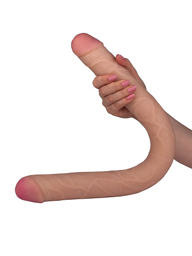Крупный двусторонний фаллоимитатор телесного цвета LOVETOY (А-Полимер) 934200 (55,5 см)