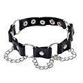 Чёрный ошейник с кольцами и цепочкой Штучки-дрючки 690221