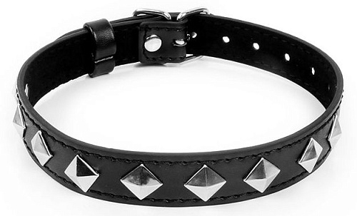 Чёрный ошейник с серебристыми ромбиками Bior toys NTB-80555