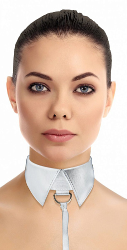 Белый кожаный воротник с поводком Shots Media BV White OUCH! OU144WHT