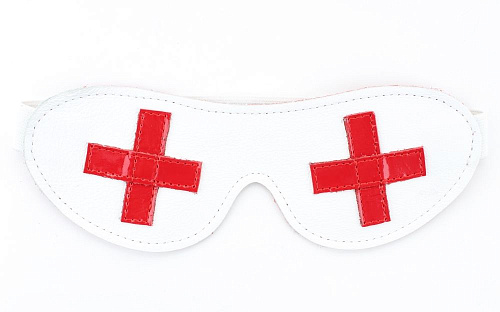 Белая маска на глаза для медсестры с красными крестами БДСМ арсенал 58008