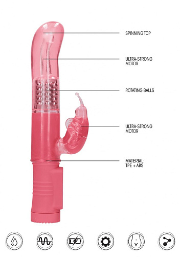 Розовый вибратор-кролик Shots Media BV Rotating Butterfly SHTO003PNK (22,8 см)