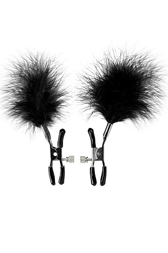 Зажимы для сосков с чёрным пухом ToyFa Theatre 705009