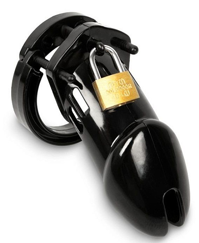 Чёрный мужской пояс верности с замочком Пикантные штучки DPCB6000B