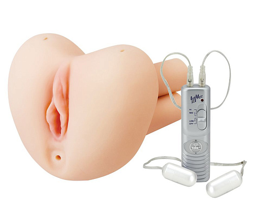 Нежная вибровагина в телесном цвете с анусом и пультом управления NMC 150184