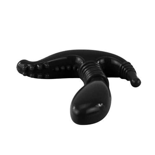 Чёрный стимулятор точки G, клитора и ануса Baile BI-014038N-0801