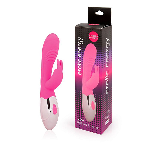 Розовый вибромассажёр с клиторальным зайчиком Bior toys EE-10265-6