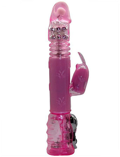 Розовый вибратор с металлическими шариками Eroticon 30133 (29 см)