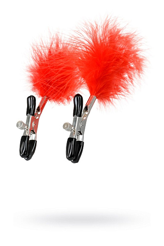 Зажимы для сосков с красным пухом ToyFa Theatre 705007