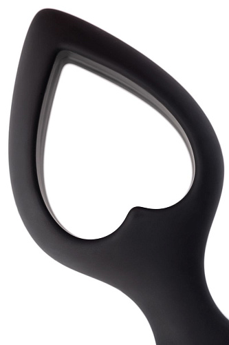 Чёрная вибровтулка с полой серединой в виде сердечка POPO Pleasure Cordis L 731437 (17 см)