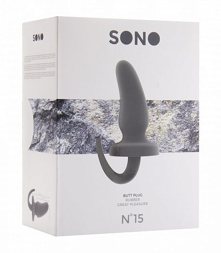 Серая анальная пробка с изгибом Shots Media BV SONO №15 SON015GRY