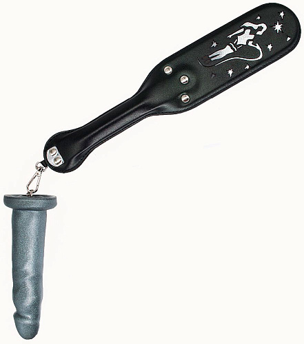 Чёрная шлёпалка с анальным плагом LOVETOY (А-Полимер) «С девушкой» 520200