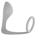 Серое эрекционное кольцо с анальной пробкой Lola toys Button Anal Plug 4216-02Lola