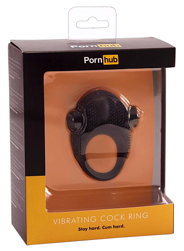 Чёрное эрекционное кольцо с вибрацией Pornhub Vibrating Cock Ring 91260