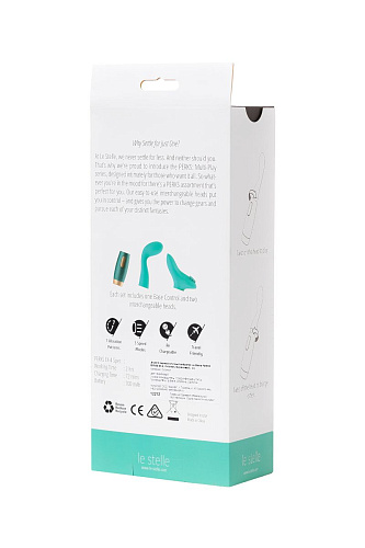 Нереалистичный зелёный вибратор с 2 сменными насадками Le Stelle PERKS SERIES EX-4 LS12212