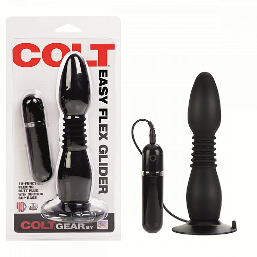 Чёрная анальная пробка с хребтом и присоской California Exotic Novelties COLT Easy Flex Glider SE-6907-03-2 (18,5 см)