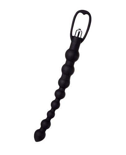 Чёрная анальная цепочка с вибрацией A-toys 761304 (34 см)