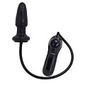 Чёрная анальная пробка с вибрацией и расширением Seven Creations Inflatable Plug 16-64BLK BX (12 см)