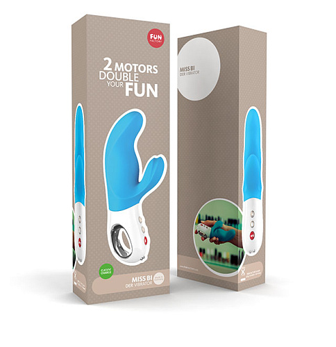 Нежно-голубой вибратор с двумя моторами Fun Factory MiSS Bi 1201073 (17 см)
