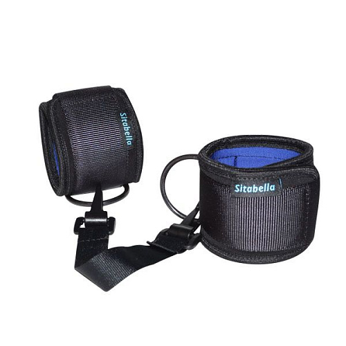 Чёрно-синие неопреновые оковы на ноги Sitabella 7072-1