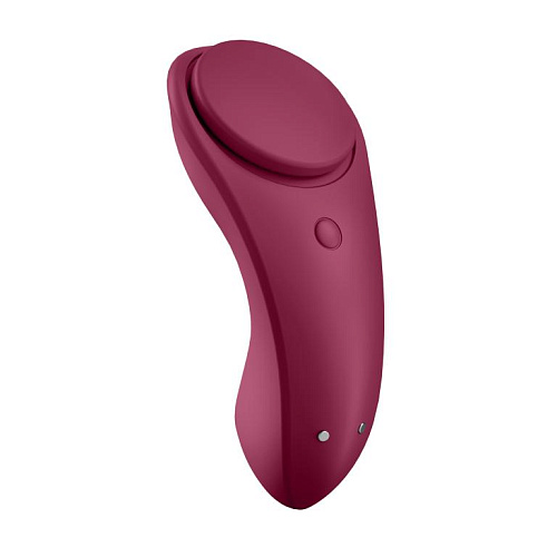 Бордовый бесшумный вибромассажёр в трусики Satisfyer Sexy Secret J2018-98