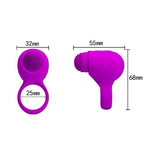 Лиловое эрекционное виброкольцо с щёточкой Baile Florence BI-014410