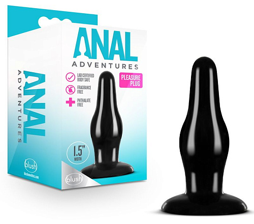 Чёрная анальная пробка Blush Novelties Pleasure Plug BL-18815 (10,16 см)
