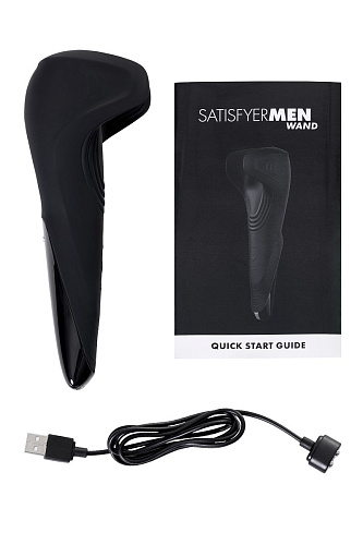 Чёрный нереалистичный мастурбатор с вибрацией Satisfyer Men Wand J2018-27-9