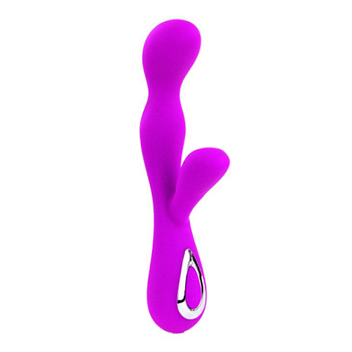 Водонепроницаемый лиловый вибромассажёр с клиторальным отростком Baile Implus BI-014116 (13,5 см)