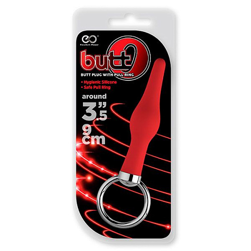 Красная коническая анальная пробка с кольцом NMC 111802 (9 см)