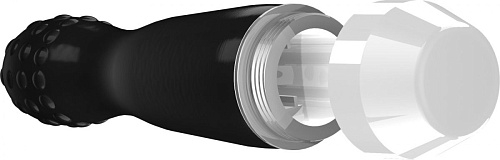 Чёрный вибратор с покрытой шишечками головкой Shots Media BV Lowri LOV006BLK (15 см)