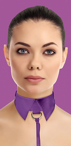 Фиолетовый кожаный воротник с поводком Shots Media BV Purple OUCH! OU144PUR