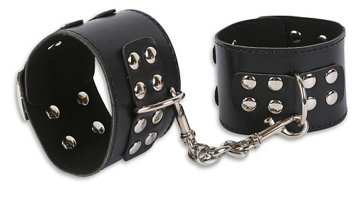 Чёрные широкие манжеты с ремнями Пикантные штучки DP227