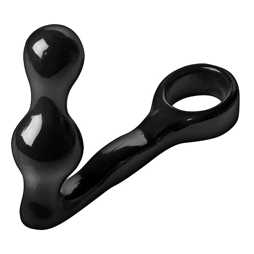 Чёрный анальный стимулятор с кольцом для пениса XR Brands Spire AD475