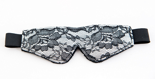 Серебристая кружевная маска на чёрных ремешках ToyFa 718001